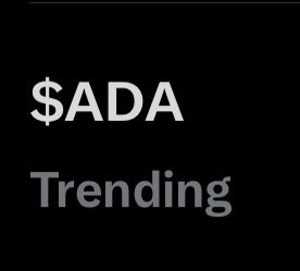 A simple black screen displaying '$ADA Trending' in white text, indicating Cardano cryptocurrency trending status.