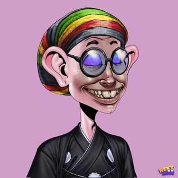The image features a cartoon character wearing glasses, a hat with stripes, and a black robe. The character has a big smile on their face and appears to be posing for the camera. The background of the image is pink, which complements the overall color scheme of the cartoon character's outfit. The caption below the image reads "Look we've been here before the question is ... what will it look like after the dust has gone and everything has settle down @MultiversX Community favourite @RektNerdsNFT".