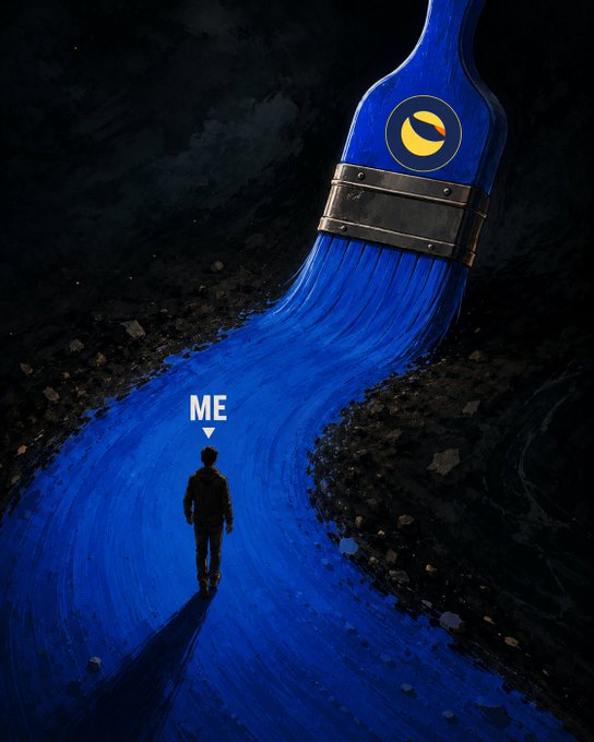 The image features a man walking down a blue river, which appears to be painted by an artist's brush. The painting has a blue background that resembles a paintbrush, and the words "Time to pave your own path" are written above the man in white letters. This message encourages viewers to take control of their lives and create their own paths instead of following someone else's.