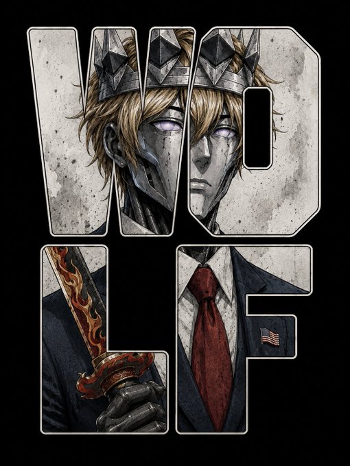 A stylized graphic design spelling 'VOID LFG' with a blonde character wearing a spiked crown and a metallic mask, along with a figure in a suit holding a flame-patterned katana.