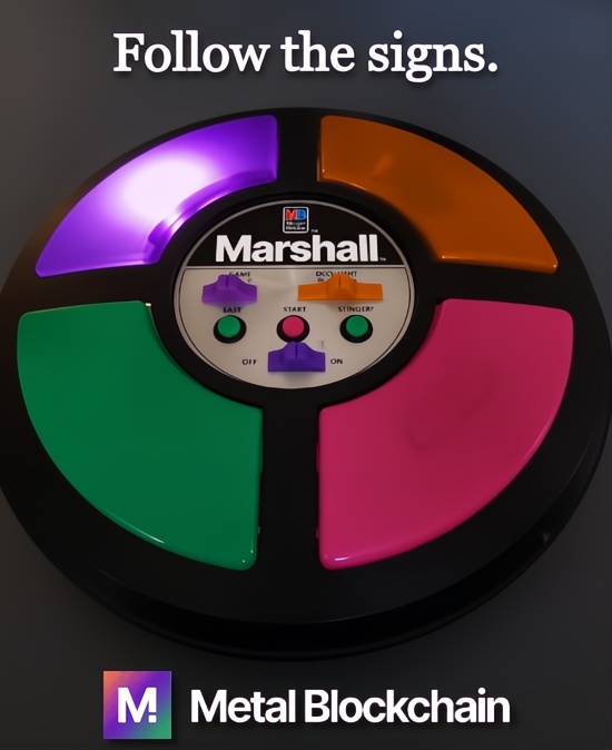 The image features a colorful game wheel with four different colored sections, each representing a different color of the rainbow - red, orange, yellow, green, blue, purple, and pink. The wheel has a black base that contrasts with its vibrant colors. Below the wheel is a text that reads "Follow the signs." This message seems to be related to the game wheel or possibly an advertisement for it.