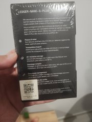 The back of a sealed item package with printed text including 'EDGES-RANG-E-PLUS' and a QR code.