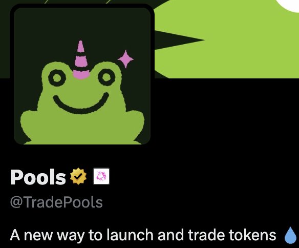 A Twitter/X profile for "Pools 🐸🦄 @TradePools" featuring a cute green unicorn frog mascot, described as "A new way to launch and trade tokens 💧." The whimsical branding with the unicorn-frog mascot contrasts with the post's serious concern about Uniswap's treatment of $PONS, suggesting the platform may be involved in redirecting trading activity or liquidity away from the token.
