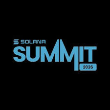 A black background logo with cyan text reading 'SOLANA SUMMIT 2026' featuring the Solana brand name and stylized typography.