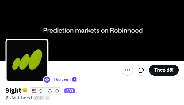 The screenshot shows a Twitter/X profile for "Sight" (@sight_hood), a prediction markets project on Robinhood with 393 followers, displayed alongside a cautionary post warning followers about broken promises to holders. The image and post together serve as a warning to do your own research (DYOR) before trusting projects that may not deliver on their commitments.