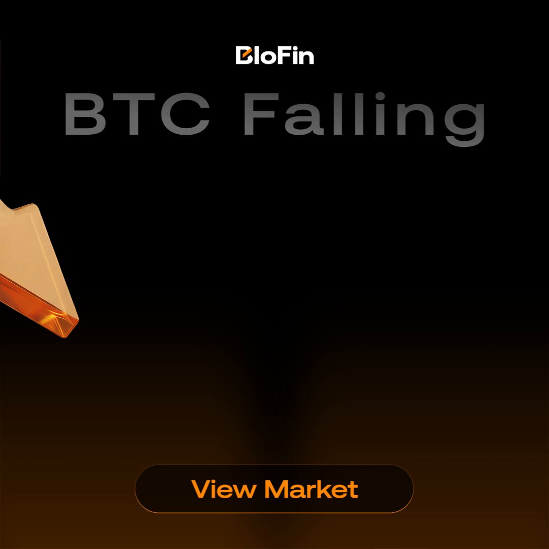 The image shows a close-up of a barcode or a sticker with the text "view market" in an orange color, possibly in a dark background with some type of shadow. The focus should be on the post that reads "BTC falling", which seems to suggest that there has been a decrease or fall in Bitcoin prices recently. The remaining content of the image is unrelated and doesn't provide specific information about how it connects to the post.