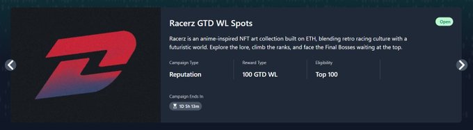 In the image, there is a poster for an online campaign called "Racerz GTD @NucleusCodes", which is focused on building its own anime-inspired world rather than promoting nonstop hype. The campaign aims to reward people with the highest reputations and encourages them to engage in discussions related to this new concept. A total of 100 GTD spots have been checked out by people, indicating that the campaign has gained popularity among users who appreciate this unique approach. The image's content also discusses the importance of building an audience based on reputation and trust rather than solely relying on ratings and hype.