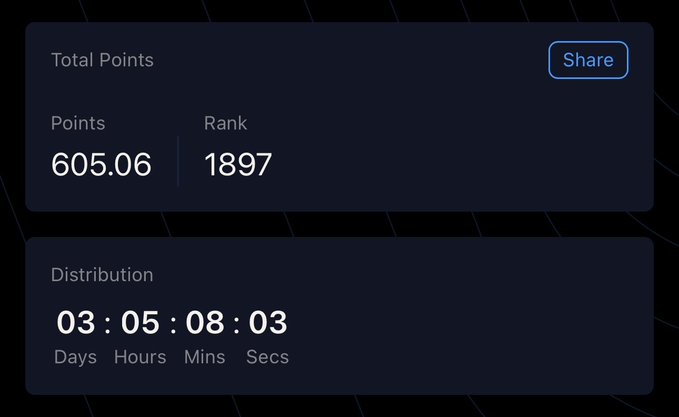 The image shows a screenshot of an electronic device with two screens displaying different timestamps. On one screen, there are the current time and days left to go until the weekend. The other screen has information about the total points, rank, and distribution figures for the day. The text on both screens seems to be about a share or similar data item. The main content of this image appears to be focused on details related to points, ranks, timestamps, and the distribution status.
