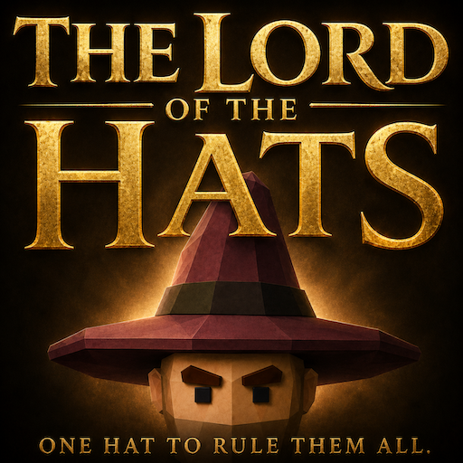 A promotional image featuring a low-poly character wearing a red wizard hat beneath the title "THE LORD OF THE HATS" and the tagline "ONE HAT TO RULE THEM ALL," parodying the famous "Lord of the Rings" inscription to humorously tie into the post about launching a meme coin called "Lord of the Hats" on Pump.fun.