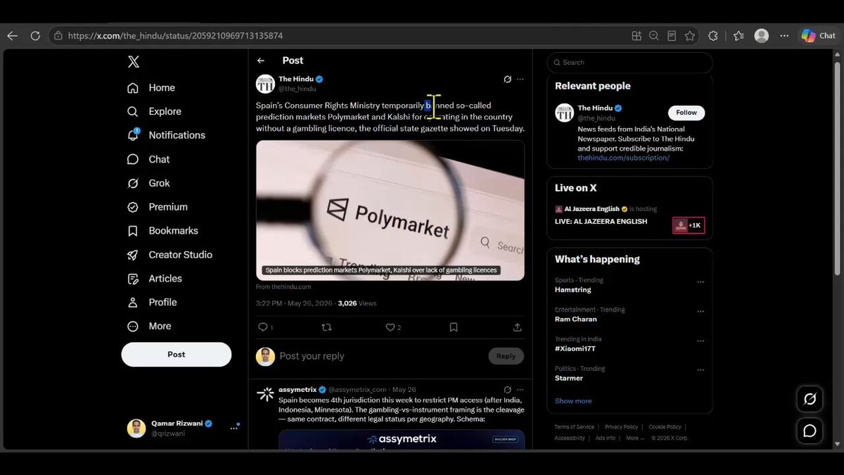 The image features a Twitter screen with various posts displayed, including one titled "Most prediction markets are inefficient. They suffer from regional bans, strict KYC protocols, and complex bridging steps." The post suggests that users should consider trading real-world events using an alternative platform called @OfficialApeXdex.
