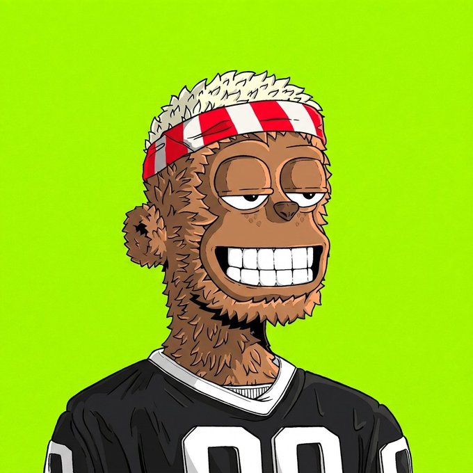 This image features a cartoon monkey character wearing a red and white headband and a black jersey with the number "00" visible, related to the "Broker y00ts" NFT collection. The accompanying post announces a free mint giveaway for this collection, with a supply of 4,444 NFTs.