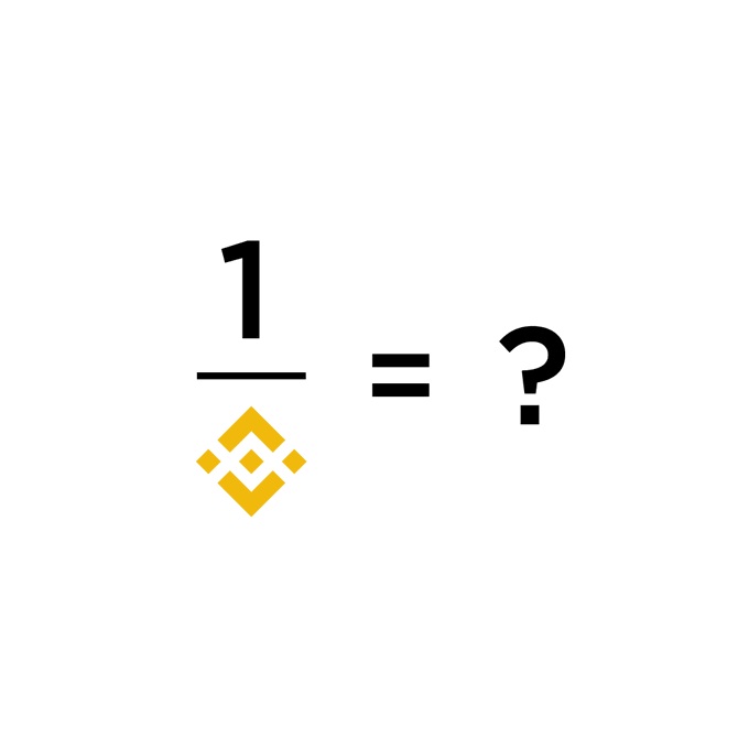 The image displays the mathematical expression "1/BNB = ?", showing Binance's native cryptocurrency ticker "BNB" as the denominator beneath a fraction bar. This visual poses a question about the value of one unit of BNB, fitting the post's "❓" inquiry format.