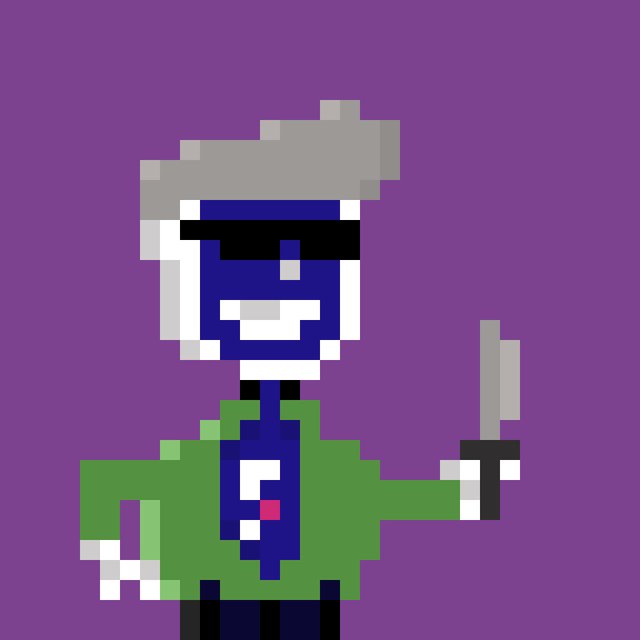 The image features a cartoon character wearing a green shirt, holding a knife over his shoulder. The character has a big smile on his face, giving off a happy vibe. The background of the image is purple, which complements the overall color scheme of the cartoon character and adds depth to the scene. The post includes text that reads "This silver fox can'nt stop reliving his 50s greaser days. From racing hot rods on Protania blvd and Friday nights at the malt shop to boppin' at the hop, the freshly minted Foobarian #63 is still king of the @XPRNetwork strip." The character's position in front of a purple background creates an interesting contrast between the cartoon character and its surroundings.