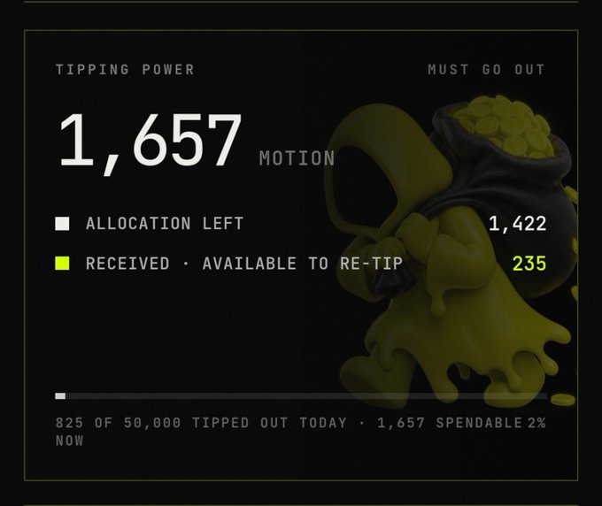 A digital dashboard displays "TIPPING POWER 1,657 MOTION" with allocation stats and a 3D pot of gold graphic on a black background.
