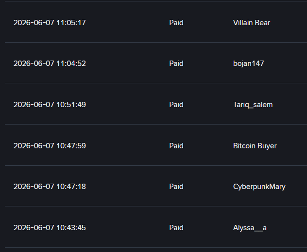 The image shows a screenshot of the top section of a social media page from 2016-07-11 at 11:47, with a black background featuring six rows containing names or information about certain cryptocurrency transactions and the winners. The post appears to be related to Bitcoin, as it is discussing how to get paid for Bitcoin trading.