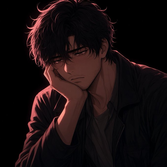 A tired anime-style young man rests his chin on his hand against a dark background, conveying exhaustion at the end of a long day. The image complements the post's "Good night" message and the concluding "Day 19" update of impressive social media stats, including 12,231 impressions and a net follower gain of 173.