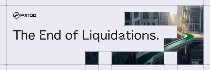 A promotional banner with the FX110 logo featuring the text 'The End of Liquidations.' alongside imagery of a cityscape with a curving road.