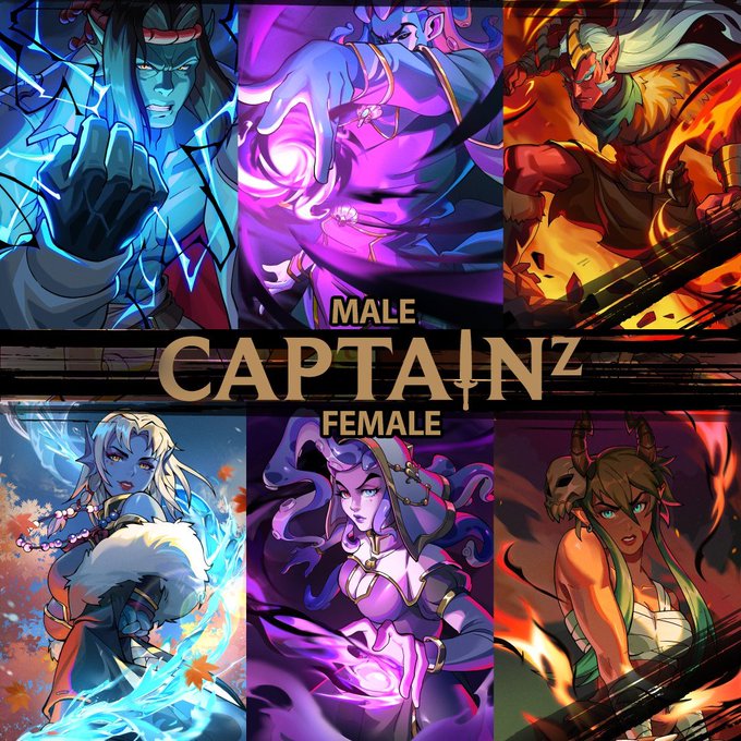 A collage of six cartoon characters, including a male Captain Z and female characters, is arranged in two rows with three characters each.