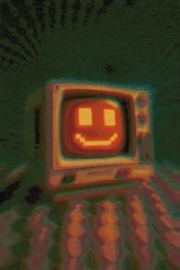The image features a square-shaped digital television set with an orange and white face, which has been superimposed onto a more complex background that appears blurred. The television itself is situated at the bottom of the frame, taking up about half of the horizontal space in the photo. The surrounding area contains multiple geometric shapes, including diamonds, circles, lines, squares, and triangles scattered throughout the image. In the foreground where the television is located, there are small orange and white circles that add to the overall coloration of the scene. The post that accompanies this image has a headline that reads "Study $BNKR strength as the entire market melts down...". This suggests an artistic or symbolic representation related to the concept of digital media and its impact on the consumer market, with the television set symbolizing traditional media while the blurry background represents the fast-paced nature of modern technology and how it affects our everyday lives.