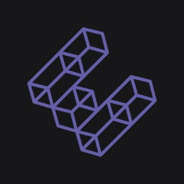 A purple line-art logo depicting a stylized 3D isometric letter 'C' on a black background.