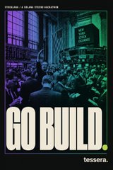 A Vimalakīrti x Tessera Industries movie poster titled 'GO BUILD.' featuring a crowd watching a large screen.