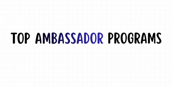 A simple white background with the text "TOP AMBASSADOR PROGRAMS" displayed in a handwritten-style font.