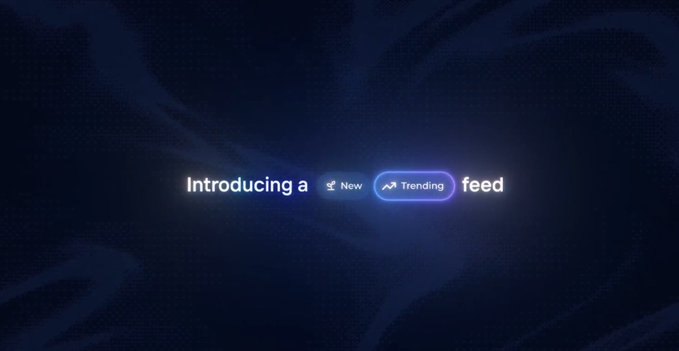 A dark promotional banner announcing a 'New Trending feed' feature.