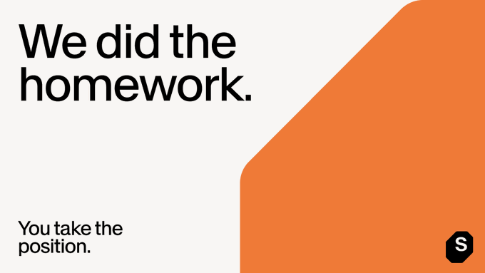 The image features a square-shaped poster with bold, white text that reads "We did the homework." The background of the poster is orange, providing an interesting contrast to the white text. The main content of the poster is about a rating system for protocols in which positions get deployed on a vault. This suggests that the viewer should consider how well each protocol meets the required standards before implementing them.