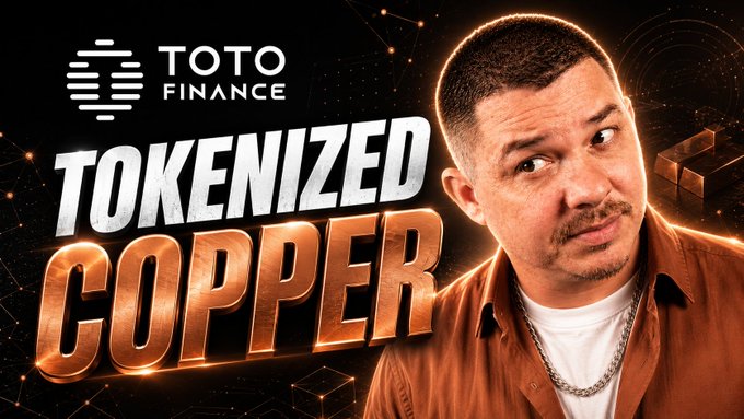The image features a man with a mustache wearing an orange shirt, who appears to be making a funny face or expression. The background of the image is black, which contrasts with the man's attire. In the top left corner of the image, there is text that reads "Tito Finance". Below this, in the bottom right corner, there is another piece of text that says "tokened copper".