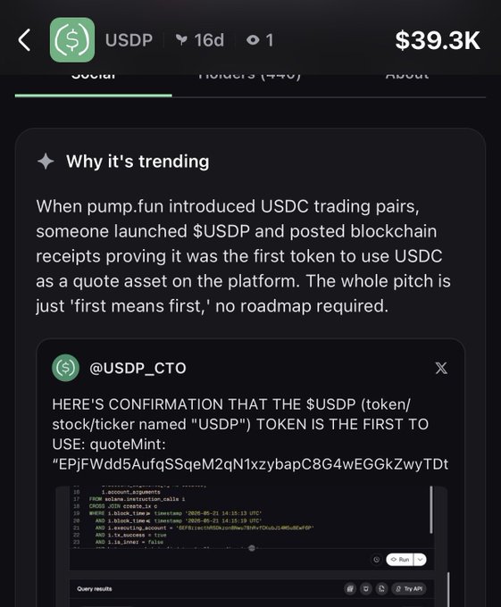 The image shows a screen with two tabs open on it, one containing information about USDP trading pairs and another with details related to cryptocurrency quotes. The text in both tabs highlights the current trend of Bitcoin hitting $39,000 and shares this information on social media platforms such as Twitter. The conversation about Bitcoin's performance seems to be centered around its potential for growth or investors' excitement over it reaching a milestone.