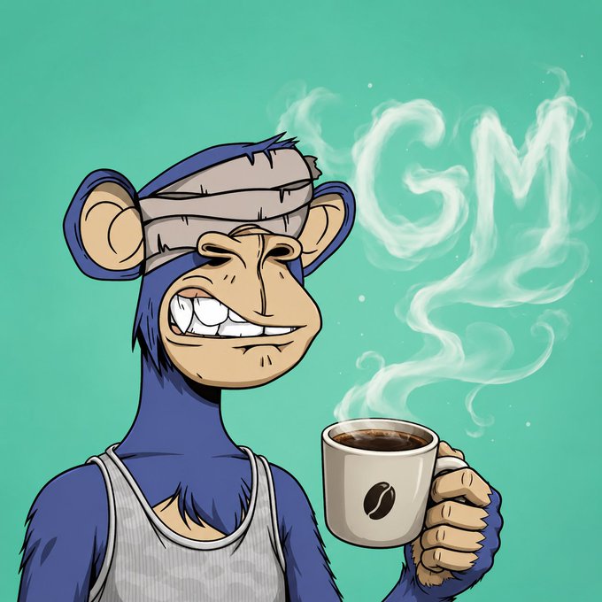 The image features a cartoon monkey holding a cup of coffee with steam coming out of it. The monkey appears to be wearing a tank top or t-shirt while enjoying his beverage. The background of the image is green, which complements the overall color scheme of the cartoon character and the coffee cup.