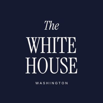 The image displays "The White House, Washington" in white text on a dark navy background, serving as an official-looking graphic. It relates to the post by visually reinforcing the claim that the White House is actively pushing to pass the crypto clarity act before the August recess, lending institutional weight to the #Dogecoin-related policy push.