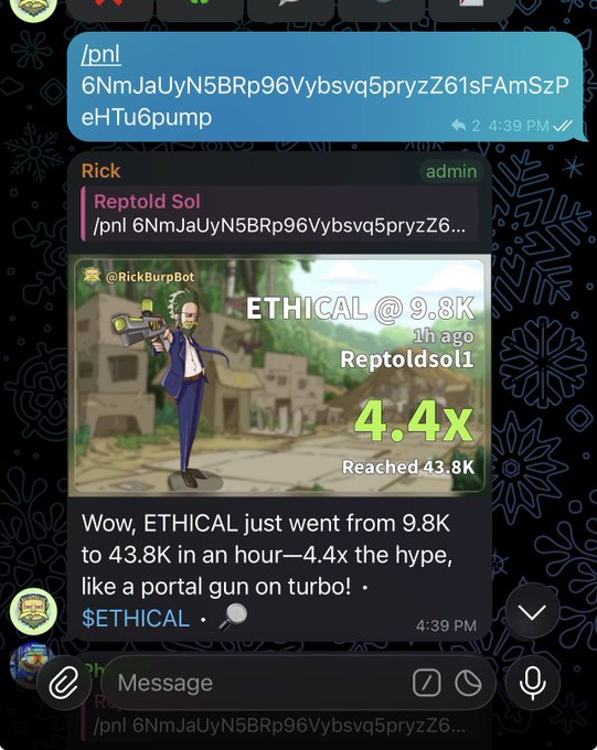 The image shows a cellphone screen with a chat message displayed, likely on social media or messaging app. The content of the message includes information about a video game called "Ethical". The person who sent the message also mentions an achievement where they reached 4.4K in their latest attempt at playing the game.