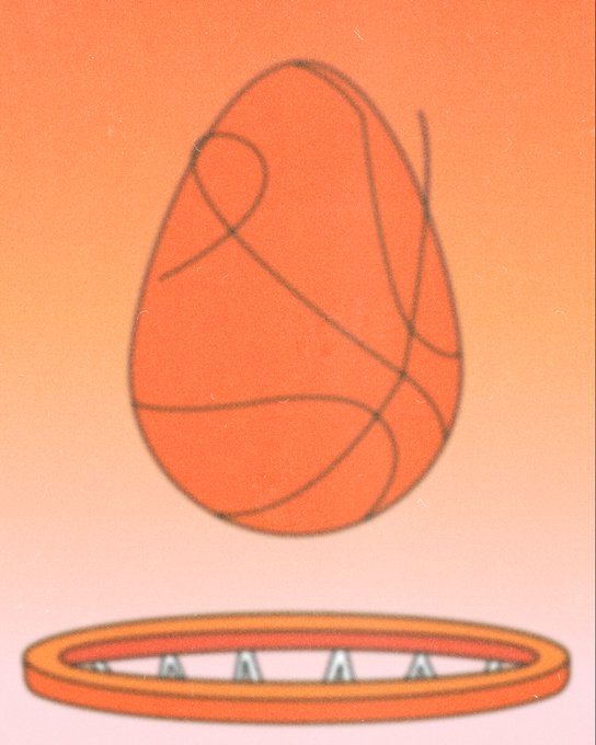 An illustration shows an orange egg with line patterns floating above an oval base against an orange gradient background.