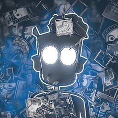 A cartoonish robot-like character with a television head featuring glowing eyes stands against a blue background covered in scattered Monopoly-style money and game pieces, with a small ticket or tag pinned to its forehead. The image appears to be promotional artwork for the MlNiBroker whitelist raffle mentioned in the post, blending the playful robotic mascot with the "money/broker" theme suggested by the handle.
