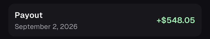 A screenshot showing a "Payout" entry dated September 2, 2026, for +$548.05 in green text. The image appears to serve as proof of the creator's earnings from Pump.fun, supporting their giveaway announcement.