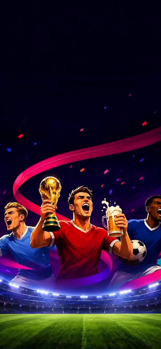 The image features a poster for World Cup markets, with three men holding up a trophy. The background of the poster is dark blue, creating an atmosphere reminiscent of nighttime or a starry night sky. The text "World Cup Markets are live on 42 and @BinanceWallet" suggests that the poster is promoting a cryptocurrency wallet service called "World Cup Wallet". The focus on what's in the image and its relation to the post emphasizes the connection between the World Cup markets and the cryptocurrency wallet service, possibly indicating an advertisement or promotional campaign.