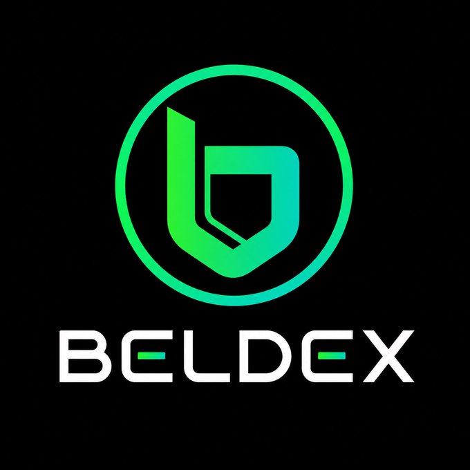 Logo of Beldex, a cryptocurrency exchange or project, displayed as a green circular emblem with a stylized 'b' design on a black background.
