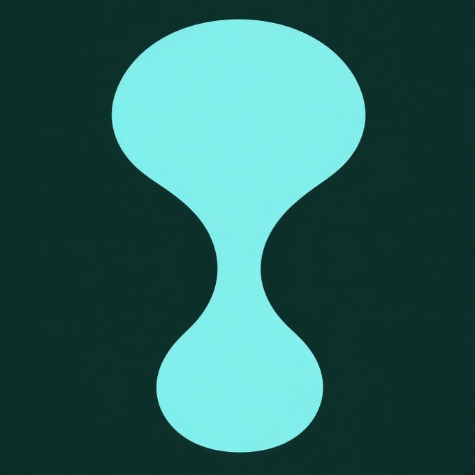 A light teal, abstract hourglass-shaped logo with bulbous ends is centered on a dark green background, playfully likened to a buttplug as part of a meme about Hyperliquid's logo and its $HYPE token rewards.