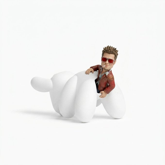 A 3D-rendered figurine of a man with red sunglasses and a red leather jacket, casually leaning against a large white cartoon-style hand against a plain background.