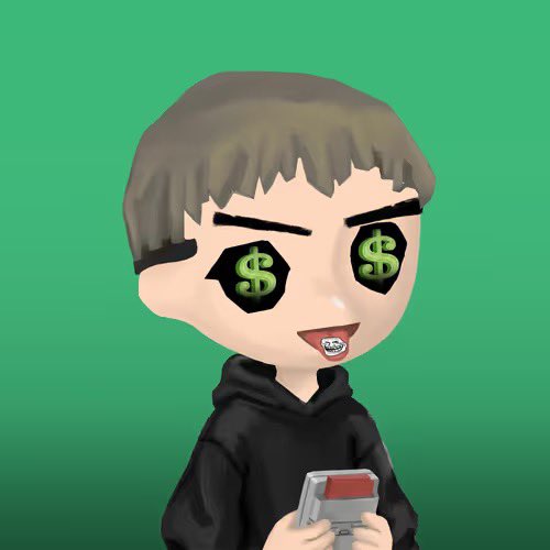 A cartoon avatar with dollar signs ($) in its eyes and braces smiles while holding a phone, against a green background. The dollar-sign eyes playfully reflect the post's excitement about "Watching $DOLORES," suggesting a profitable or enthusiastic outlook on the ticker.