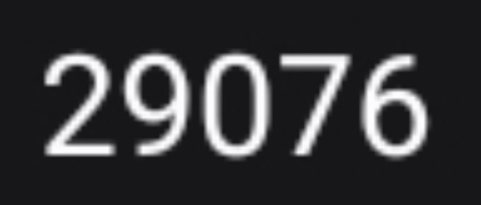 The number '29076' is displayed in white digital-style font on a black background.