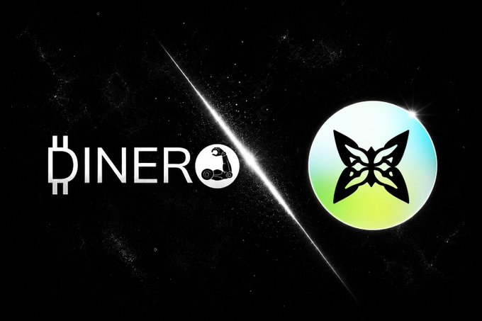 In this image, there's a poster showcasing two logos - one that says "diner" and another featuring a butterfly graphic with the number 15 on it. These logos are part of an on-chain generative art collection called "@quipnetwork", which is unique in its reveal model, where each piece is seeded by user-generated quantum wallets. The butterfly graphic symbolizes the concept of transparency and openness within the community. Users effectively roll the RNG to generate their own artwork, making it a platform for generating tradable items while encouraging creativity and self-expression.