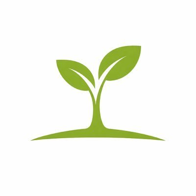 A simple green logo depicting a small plant or sapling with two leaves growing from a curved line of grass against a white background.