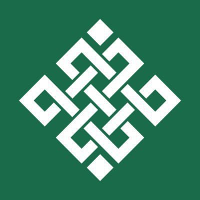A white endless Celtic-style knot design is displayed on a solid green square background. The interlocking, woven pattern visually represents an unbreakable chain, fitting the post's description of "The chain" as the favorite NFT.