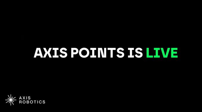 A black promotional graphic for Axis Robotics featuring the text 'AXIS POINTS IS LIVE' with the company's logo in the bottom left corner.