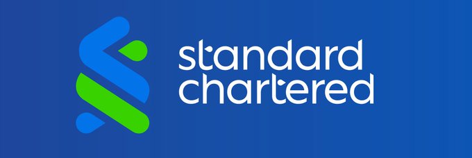 The image features a logo with blue and green color scheme for Standard Chartered. The logo has an arrow pointing towards the bottom of the letter "S" forming the initials "SC". There are also two words written below the logo, one being "Standard Chartered" while the other is "ETH", indicating that Standard Chartered operates in the cryptocurrency market. In the context of a post about Ethereum and Amazon at the start of the year 2000, it was stated that "ETH’s price is lagging behind its improving fundamentals and will eventually catch up." The bank aimed to maintain an ETH price target of $4,000 by the end of 2001 and $40,000 by the end of 2002. This information can be related to Standard Chartered's involvement in the cryptocurrency market at that time.