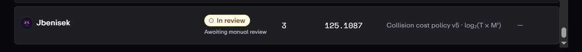 A dark interface panel shows user 'Jbenisek' with a status of 'In review' and 'Awaiting manual review', alongside an ID of 3 and '125.1087'.