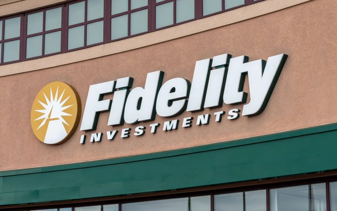 A Fidelity Investments storefront sign featuring the company's sunburst logo and bold white lettering on a tan stucco facade.

The image shows the Fidelity Investments branding, relevant to the post about Fidelity's $FETH Ethereum ETF seeking to add staking capabilities for yield generation.