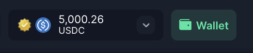 A wallet interface displays a balance of 5,000.26 USDC alongside a green "Wallet" button, which the poster references when asking for help doubling their crypto holdings.